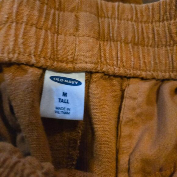 Old Navy Linen Blend High Rise Pants Tiger Eye Medium Tall - Picture 3 of 9